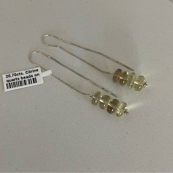 One of a kind Citrine 8mm rondells on threader earrings - Picture 4 of 10